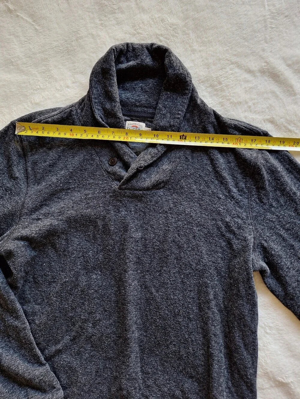 Faherty Men’s Medium Shawl Collar Pullover Organic Cotton Charcoal Heather